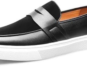 Helenbra Men's Genuine Leather Slip-On Loafers - Lightweight Non-Slip Driving Shoes for Walking & Travel - Breathable Bo
