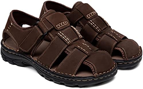 Jousen Men's Arch Support Casual Genuine Leather Sandals - Summer Outdoor Beach Fisherman Footwear for Comfort and Durab