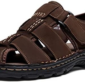 Jousen Men's Arch Support Casual Genuine Leather Sandals - Summer Outdoor Beach Fisherman Footwear for Comfort and Durab