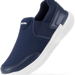FitVille Men's Extra Wide Slip-On Walking Shoes - Lightweight, Non-Slip Casual Loafers for All-Day Comfort