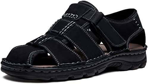 Jousen Men's Arch Support Casual Genuine Leather Sandals - Summer Outdoor Beach Fisherman Footwear for Comfort and Durab