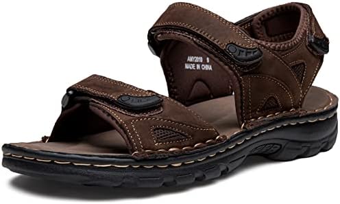 Jousen Men's Arch Support Casual Genuine Leather Sandals - Summer Outdoor Beach Fisherman Footwear for Comfort and Durab