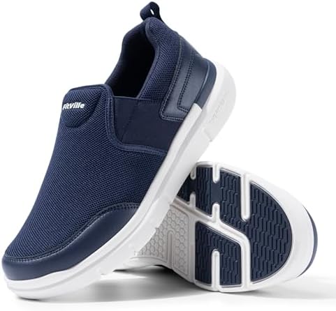 FitVille Men's Extra Wide Slip-On Walking Shoes - Lightweight, Non-Slip Casual Loafers for All-Day Comfort