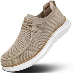 KEEZMZ Mens Boat Loafers Slip-on Casual Mesh Walking Shoes | Lightweight Comfortable Soft Sole | Ideal for Work & Busine