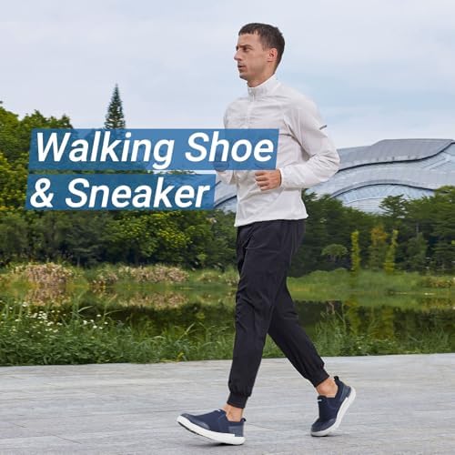 FitVille Men's Extra Wide Slip-On Walking Shoes - Lightweight, Non-Slip Casual Loafers for All-Day Comfort