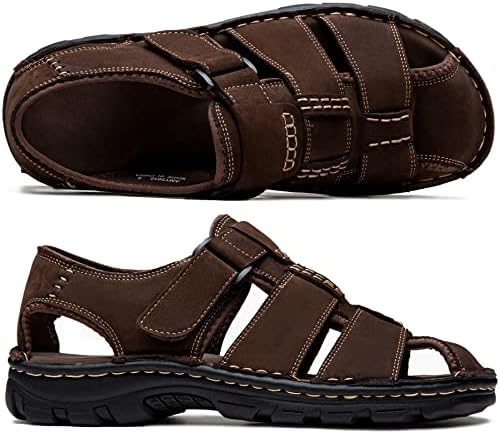 Jousen Men's Arch Support Casual Genuine Leather Sandals - Summer Outdoor Beach Fisherman Footwear for Comfort and Durab